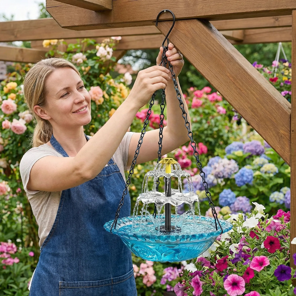 🐦Solar Cascade Hanging Bird Bath Fountain